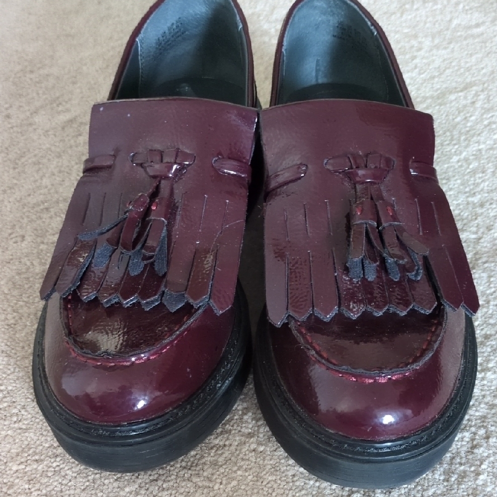 Burgundy Patent Leather Loafers with Tassels